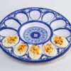 Plato de cerámica artesanal de Talavera para huevos rellenos 26 cm pintado a mano azul