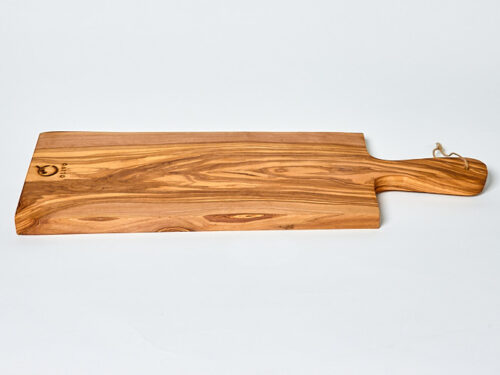Tabla de cortar de madera de olivo rectangular con mango 50 cm