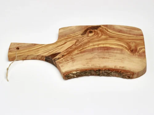 Tabla de cortar de madera de olivo con mango 35 cm